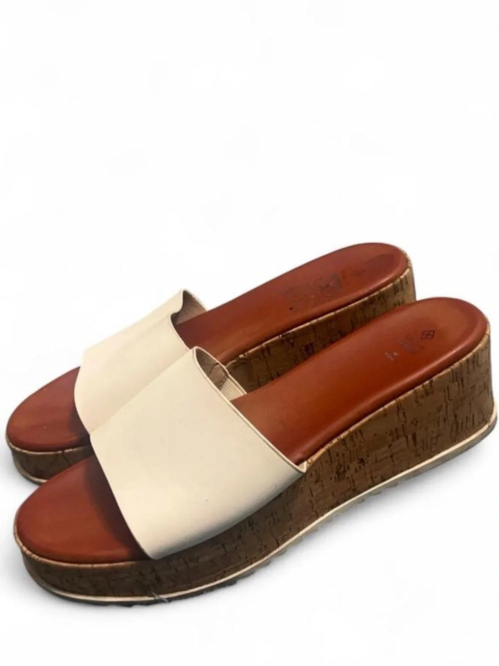Women's Slide Platform Sandals in Blush and Tan